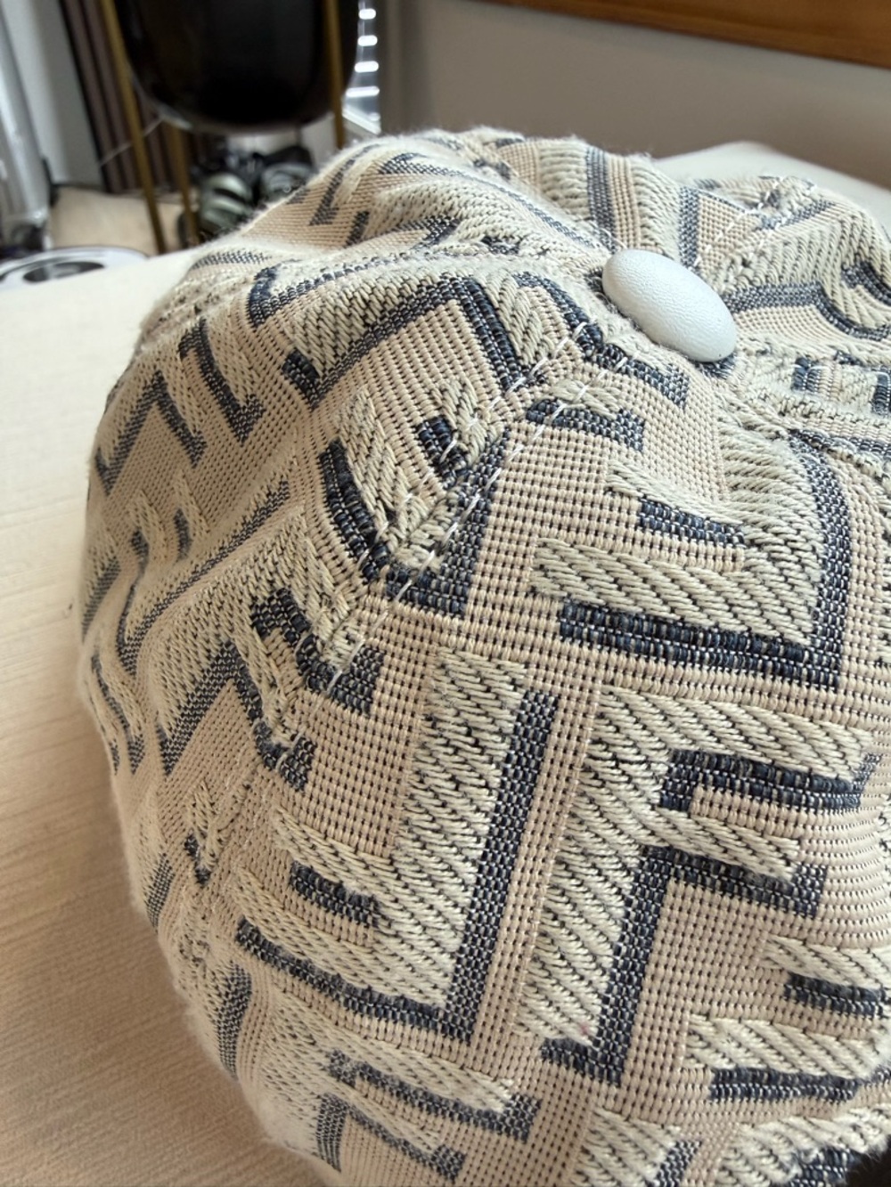 Fendi Ivory & Navy Monogram Baseball Cap - Picture 6 of 7